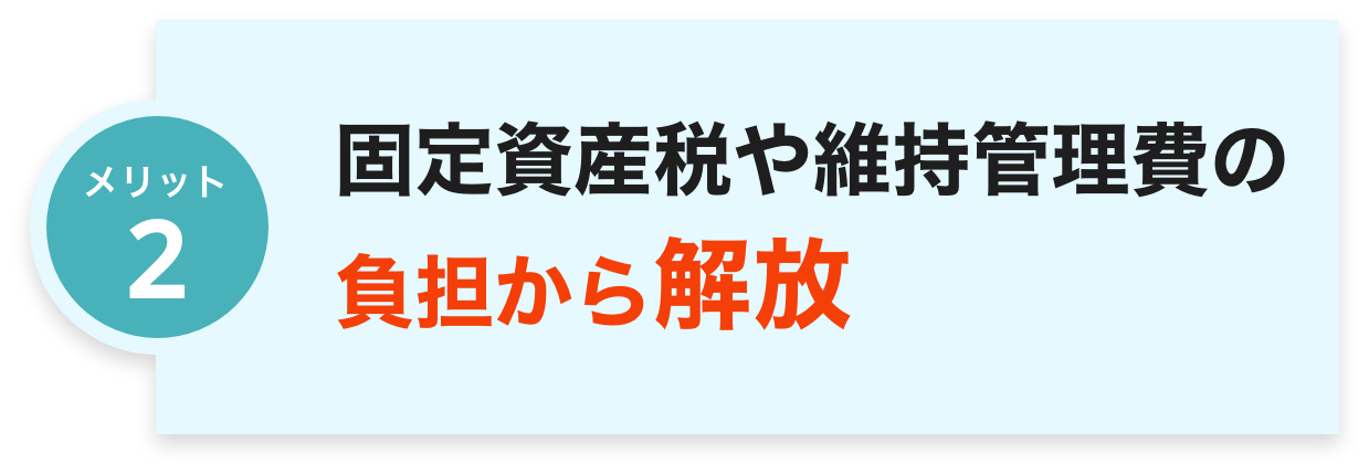 固定資産税や維持管理費の
負担から解放