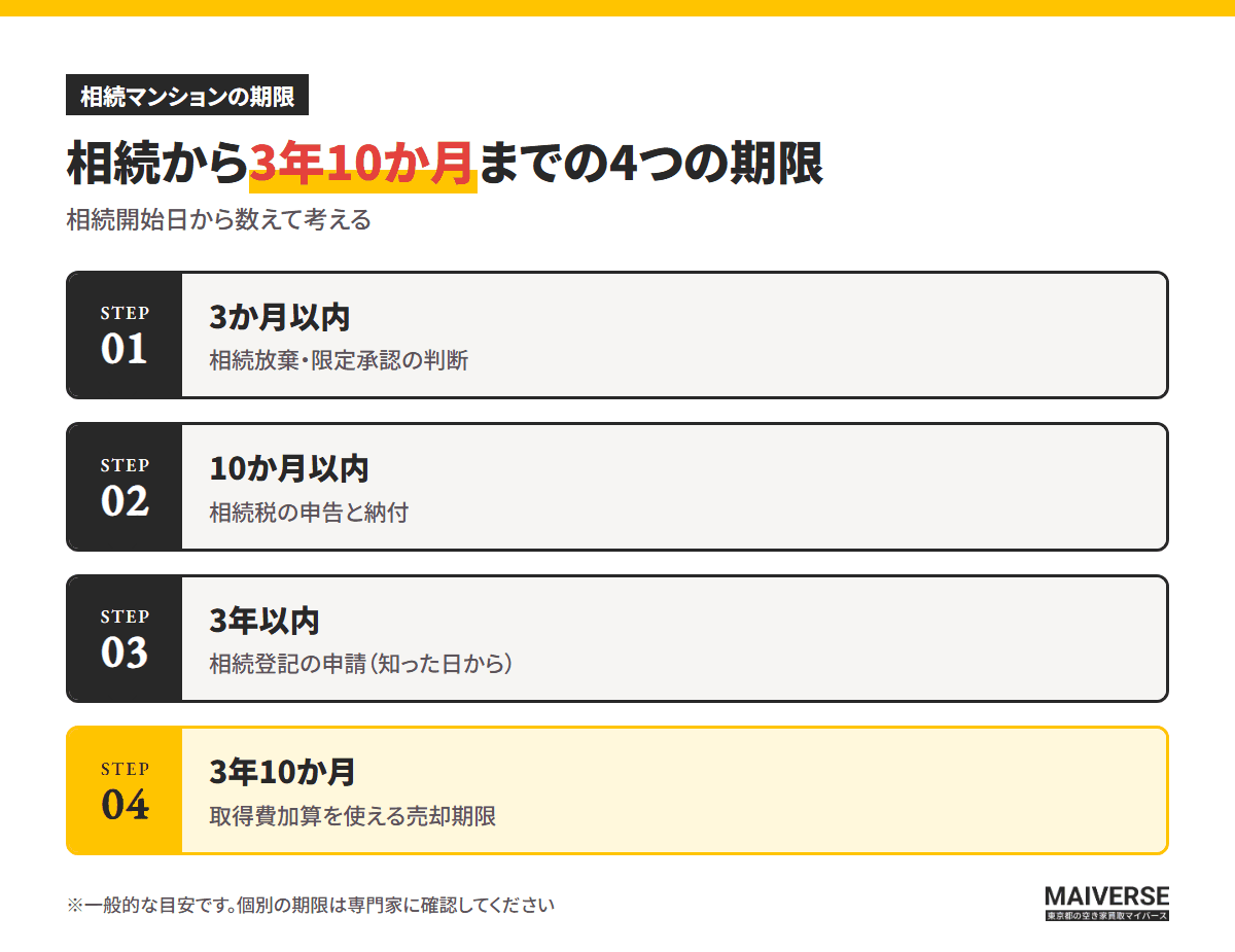 相続から3年10か月までの4つの期限
