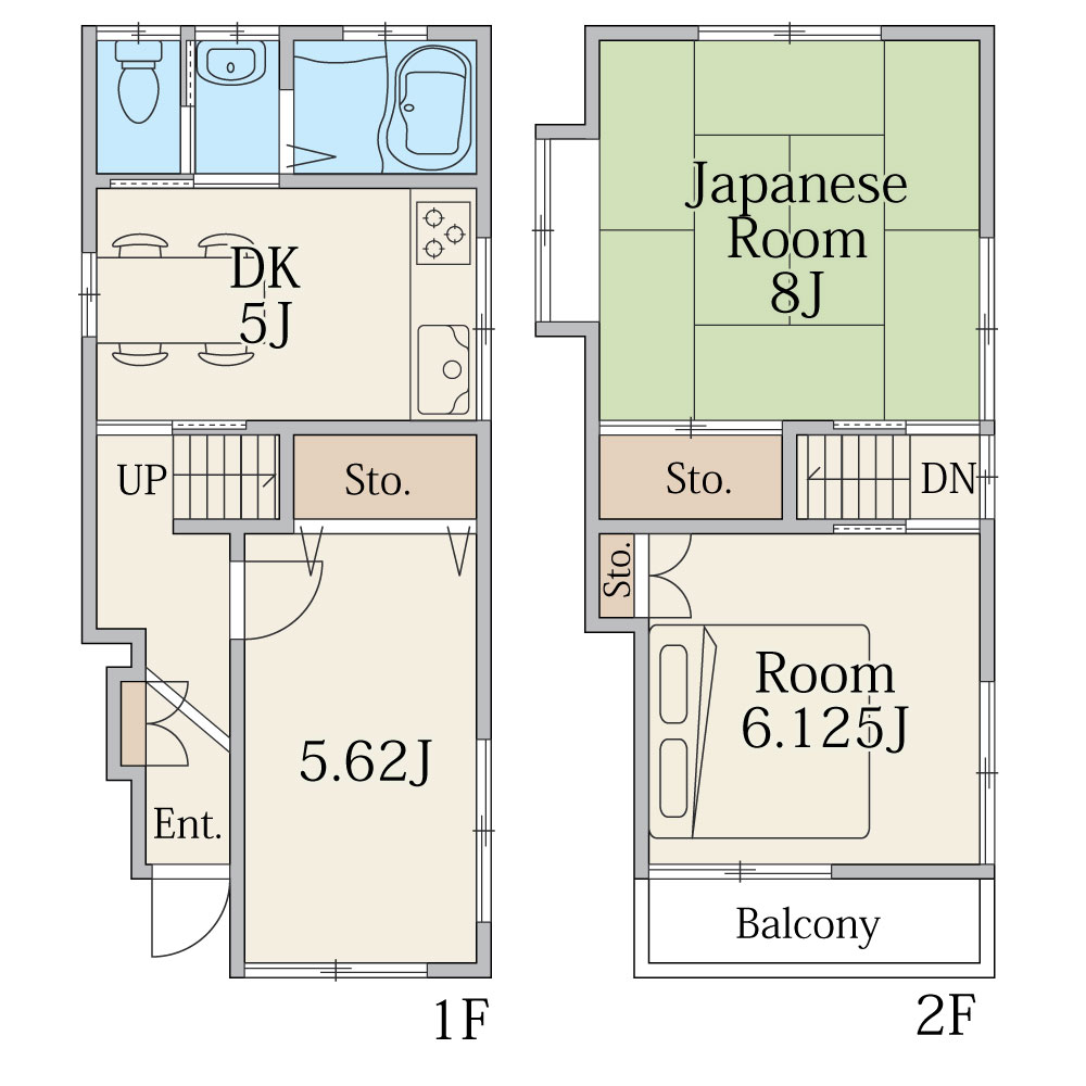 江戸川区東葛西3丁目 中古戸建の間取図（3DK）